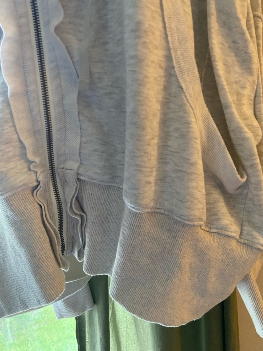 Bucket List light Gray oversized Ruffle Zip Hoodie with Drawstrings! Medium! - Picture 3 of 14